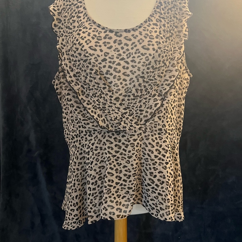 CABi Leopard Print Ruffle Top - EUC